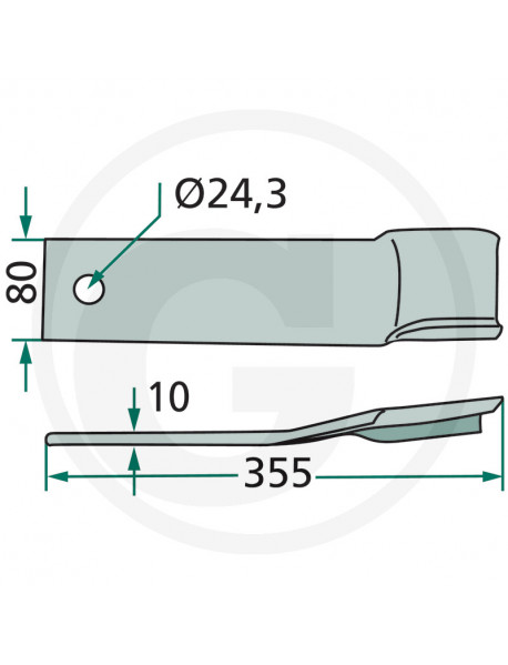 GRANIT Mulčovací nôž pravý 80 x Ø24.3